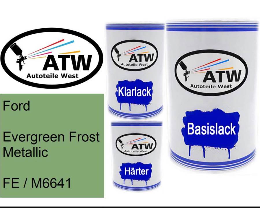 Ford, Evergreen Frost Metallic, FE / M6641: 500ml Lackdose + 500ml Klarlack + 250ml Härter - Set, von ATW Autoteile West.